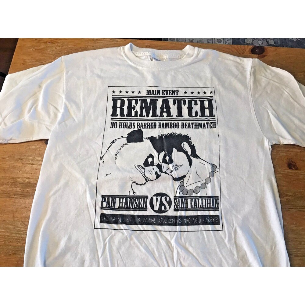 Rare Wrestling T-Shirt Pan Hansen vs Sam Callihan Main Event Bamboo Deathmatch
